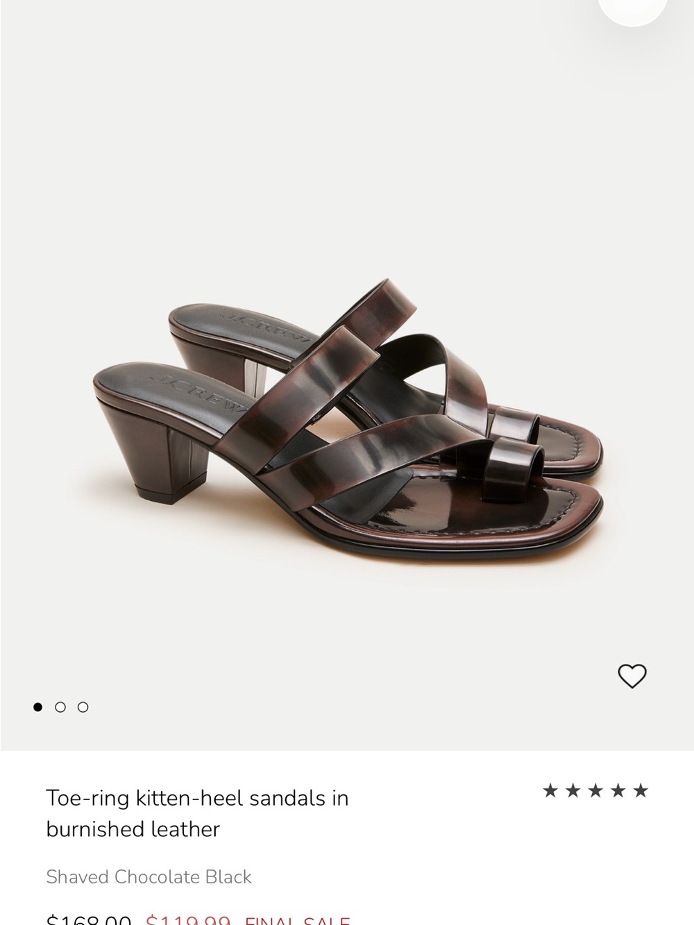 J. Crew Shaved Chocolate Strappy Toe-Ring Sandals
